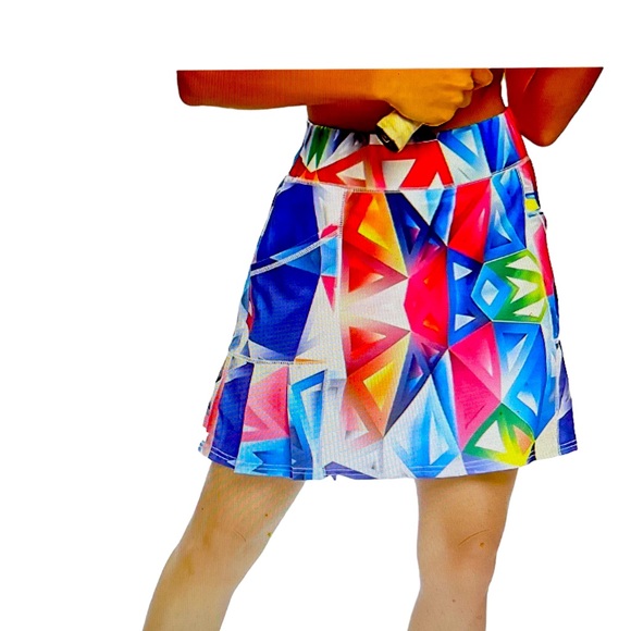 Brand new . colorful  geometric print skort with pocket - Picture 1 of 3